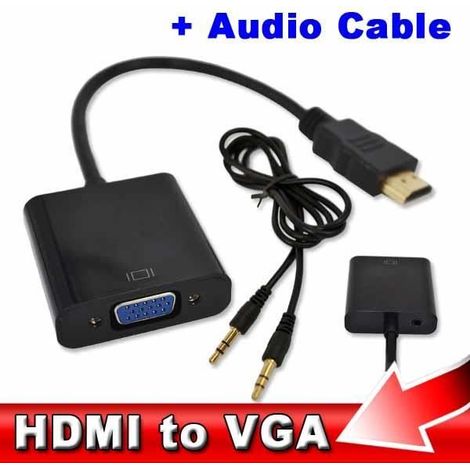 Adaptateur hdmi vers vga, Subway 1080P HDMI Mâle vers VGA Femelle Video Convertisseur Adaptateur + Audio Câble (1/4)