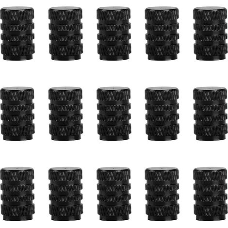 15 pièces Capuchons de Valve pour pneus de Voiture, Capuchons de Valve en Aluminium, Capuchons universels, adaptés aux Voitures, Motos, vélos, camions et SUV (Noirs) (1/5)