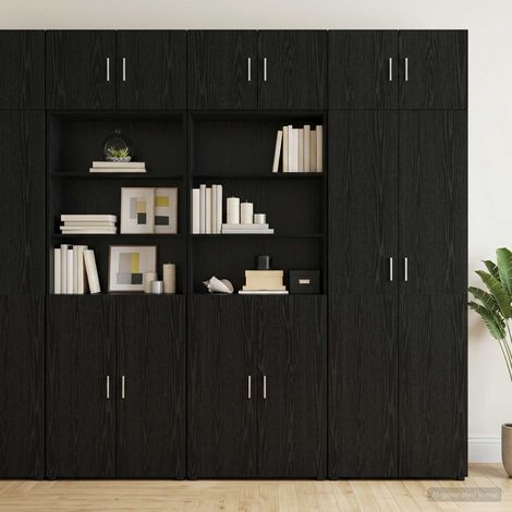 vidaXL Armadio per la conservazione con ripiani Rovere Nero