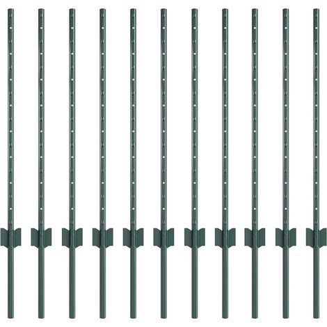 Zaunpfosten 11 pcs Grün 80 cm Stahl vidaXL (1/5)