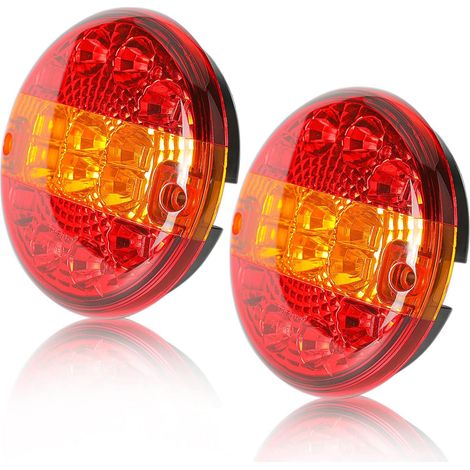 2 Pcs Feux LED Remorque Rond 12V 24V Éclairage Arrière Imperméable pour Voiture, Caravane, Camion (1/5)