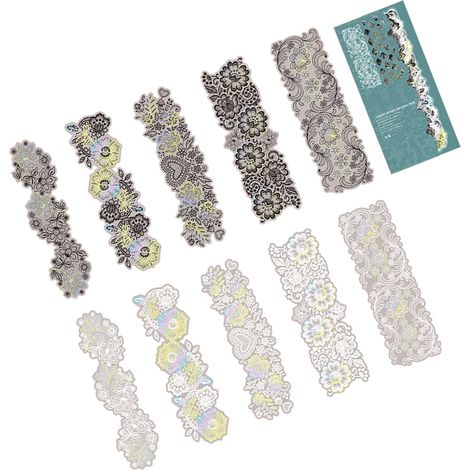 Lot de 10 autocollants décoratifs vintage naturels en dentelle, à estamper, pour scrapbooking, journal, album, carnet, motif floral (1/5)