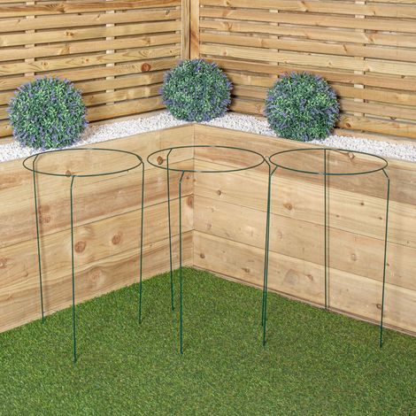 Pack of 3 Tom Chambers Urban Metal Herbaceous Garden Plant Support Ring Large 40cm x 60cm (1/5)