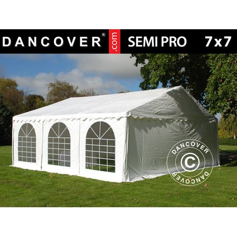 Marquee Party tent Pavilion SEMI PRO Plus 7x7 m PVC 900, White