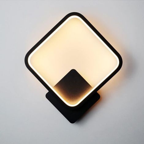17W LED Indoor Wall Light, Square Design, Black - 3 Modes (Warm White/Natural White/Cool White) - Bedroom, Living Room, Staircase, Hallway