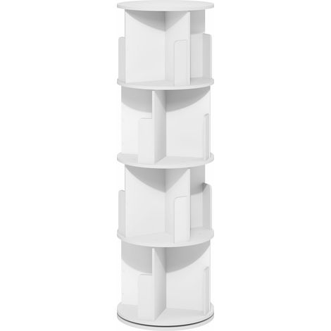 Étagère, Étagère À 4 Niveaux, Étagère Pivotante, Étagère d'angle Rotative À 360°, 39,4 X 39,4 X 127 Cm, pour Salon, Chambre, Bureau, Blanche (1/5)