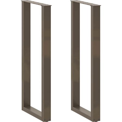 Set di 2 gambe regolabili per tavolo da bar a forma di U 40 x 110 cm design moderno acciaio naturale 020057483
