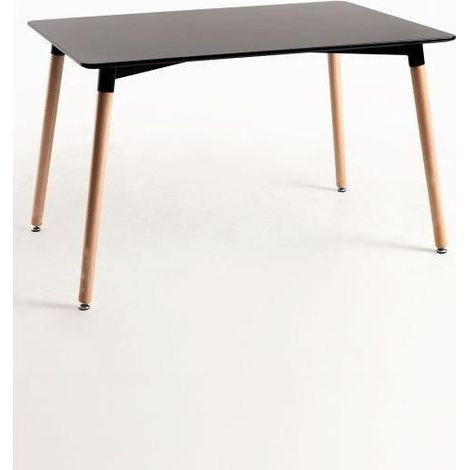 ORION91oficial® - Mesa Rectangular, Negroy Madera Natural (120x80x75 cm) , Estilo nórdico, Comedor-Oficina-Teletrabajo-Cocina-Salón - spaziOrion91
