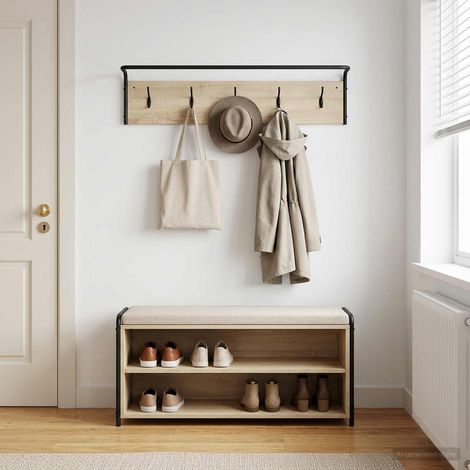 vidaXL Appendiabiti Montaggio a parete Rovere Sonoma 100 x 30 x 25 cm (1/5)
