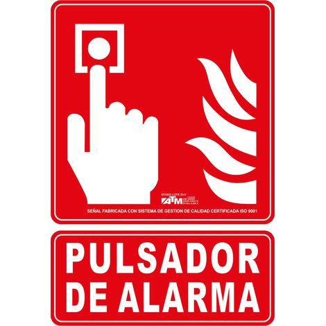 Pulsador de alarma ATM PVC clase B, resistente y fácil instalación.