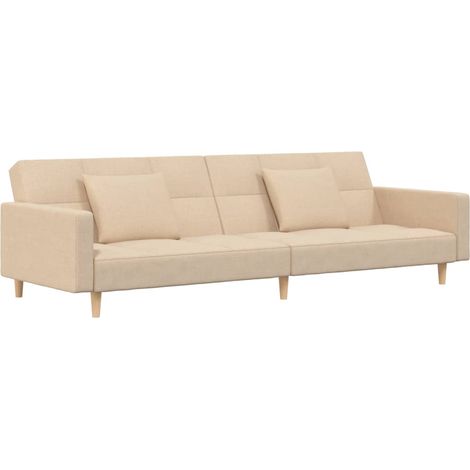 Canapé-lit，Canapé convertible à 2 places avec deux oreillers crème tissu CFW99495 (1/5)