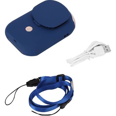 Ventilateur de bureau USB silencieux, ventilateur de cou portable pour maquillage, maison, bureau, dortoir, extérieur, bleu (1/5)