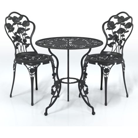 Set da giardino bistrot mobili da giardino per esterno 3 pezzi in alluminio pressofuso nero 020013513