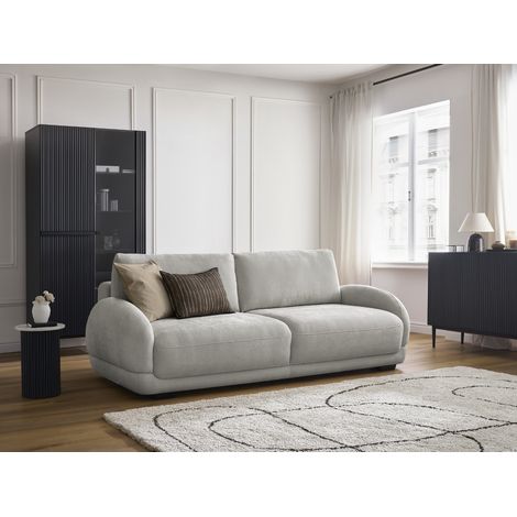 BOBOCHIC - Canapé droit convertible coffre MONICA Gris clair (1/5)
