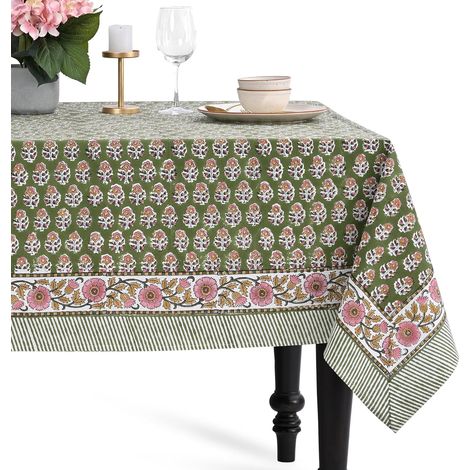 Mantel cuadrado de Pascua, de 140 x 180 cm, impermeable, con estampado batik indio, ideal para bodas y fiestas, fabricado en poliéster. (1/5)