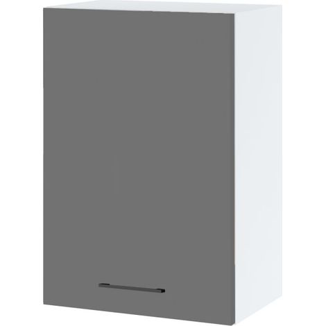 Meuble haut de cuisine Lovia Gris Mat 1 porte L 50 cm - Porte avec poignée apparente   Grey
