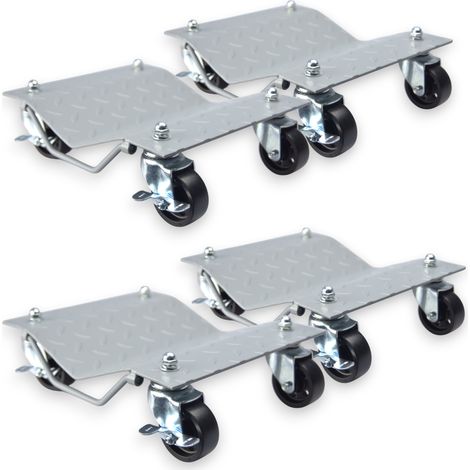 KIT 4 PEZZI CARRELLI SPOSTA AUTO MOTO POSIZIONATORI PARCHEGGIO VEICOLO 680KG GARAGE OFFICINA (1/5)