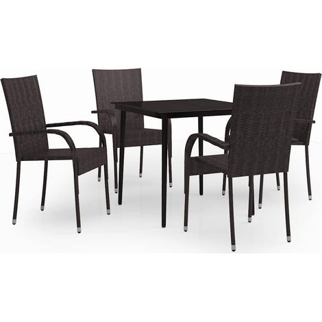 Maison Exclusive - 5-tlg. Garten-Essgruppe Braun und Schwarz