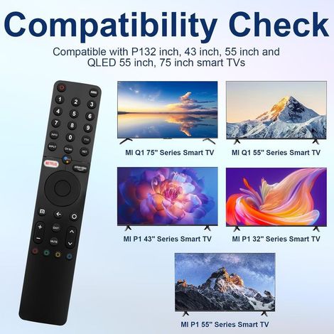 Télécommande Vocal pour Xiaomi MI Séries TV, Bluetooth Vocal Telecommande Remplacement avec Touches de Raccourc pour Xiaomi