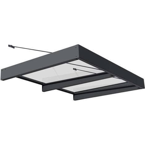 Palram - Canopia – Marquise de porte Sophia XL 192x140cm – Aluminium gris – Protection UV – Installation facile – Pour porche et entrée