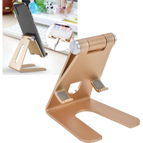 Support réglable en alliage d'aluminium pour téléphone, tablette de chevet, support universel pour iPad pour le streaming en direct, version dorée (1/5)