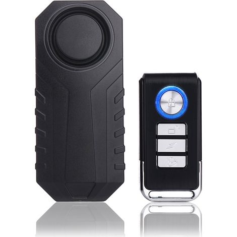 Alarme vibratoire sans fil avec télécommande – 113 dB, 3 niveaux de volume et 3 sons, pour vélos, portes et fenêtres (1/5)