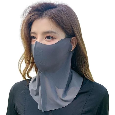 Confezione da 6 mascherine in seta ghiaccio con protezione UPF 50+ e copricollo - Unisex, protezione UV, fresche e traspiranti, adatte per attività all'aperto come golf, pesca ed escursionismo - Nero