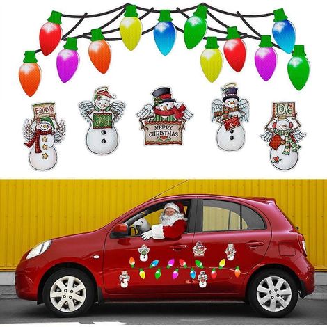 Autocollant magnétique réfléchissant pour ampoule de Noël - Autocollant pour voiture de Noël (1/4)