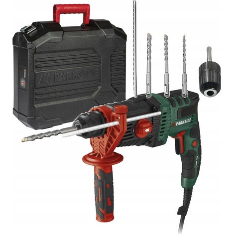 Parkside SDS Plus 800 W 1,2J Schlagbohrmaschine mit Schlagbohrern und Transportkoffer