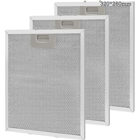 Set mit 3 Metallfettfiltern für Dunstabzugshauben, 320 x 260 mm – Silber (1/4)