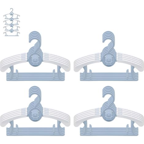Lot de 20 cintres ours empilables, antidérapants, pour vêtements bébé/enfant, bleu et blanc. (1/5)