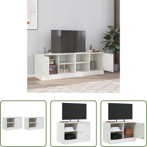 vidaXL Stahl-Schrank - TV-Schränke 2 Stk. Weiß 67x39x44 cm Stahl (1/5)