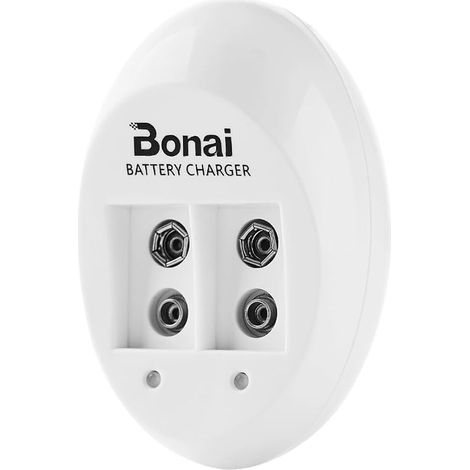 9V Rechargeable Battery Charger with LED Indicator, 2 Independent Slots, for Piles Lithium et Ni-MH 9V, Technologie de Charge indépendante, Fast Charger with Protection (1/5)