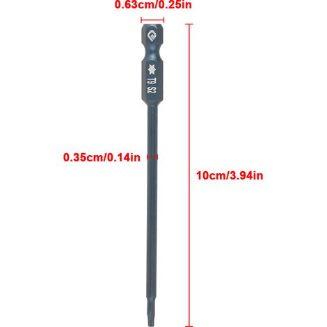 10-teiliges Set mit 100 mm langen 1/4"-Sechskantschraubendreherbits mit magnetischer T9-Sicherheitsspitze (1/5)