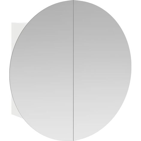 Armadio da Bagno Mobile da Bagno con Specchio Rotondo e LED Bianco 47x47x17,5cm (1/5)