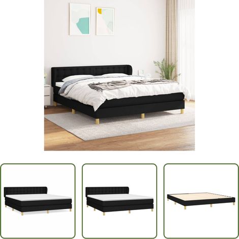 vidaXL Kopfteil - Boxspringbett mit Matratze Schwarz 160x200 cm Stoff (1/5)