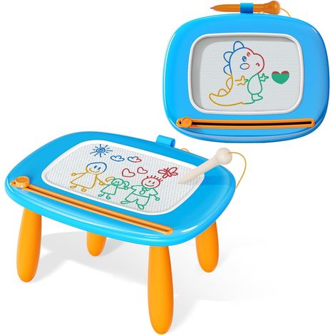 Planche à dessin magnétique, jouet pour petite fille de 1 à 2 ans, jouet éducatif et éducatif pour bébé de 1, 2, 3 ans, cadeau d'anniversaire (bleu) (1/5)