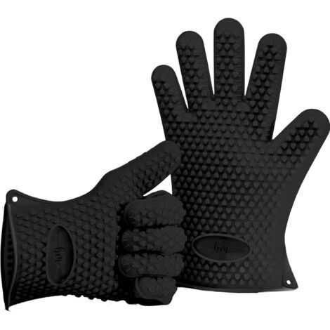 2 Gants de Cuisson en Silicone pour Cuisines et barbecues, Set, Paire, maniques, Gants de Four Noir (1/5)