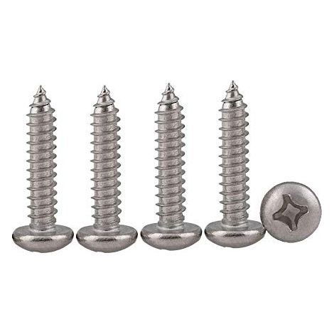 Vis M4 Autotaraudeuses à Tête Bombée 100 Pièces M4 X 12 Vise Placo en Acier Inoxydable 304 Terrasse à Bois Cruciformes Filetage Complet Fixations (1/5)