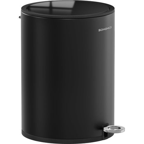 SONGMICS Cestino per Cosmetici di 6 Litri, Pattumiera da Bagno, con Coperchio di Chiusura Morbida, Secchio Interno in Plastica Rimovibile, per Bagno, Ufficio, in Acciaio, Nero Inchiostro LTB012BZ01 (1/5)