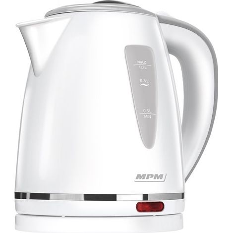 MPM MCZ-64 Elektrischer Wasserkocher 1 Liter, BPA-freier Behälter, verdecktes Heizelement, 1200 W mit automatischer Abschaltung bei Erreichen des Siedepunktes, kabellos 360° kabellos