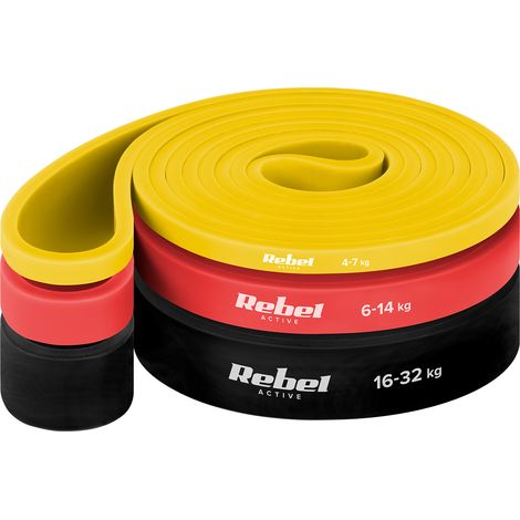 Set di elastici per esercizi TPE Power Band PT-S3 da 4-32 kg, 3 elastici TPE Rebel (1/5)