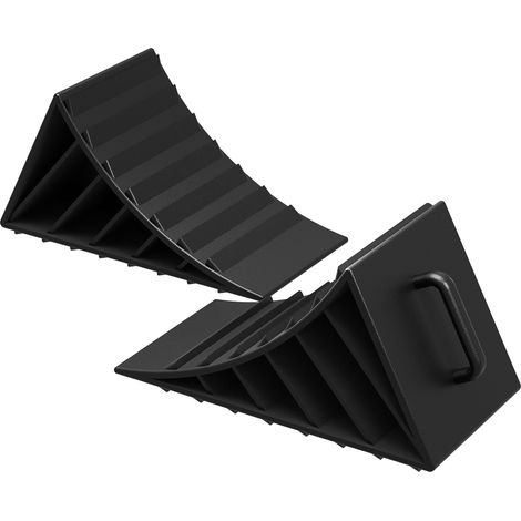Wiltec Cunei fermaruota in plastica con impugnatura, set di 2 pezzi, portata fino a 2 t/coppia, per auto, camper, roulotte e rimorchi, 17,7 x 8,9 x 9 cm, in HDPE antiscivolo