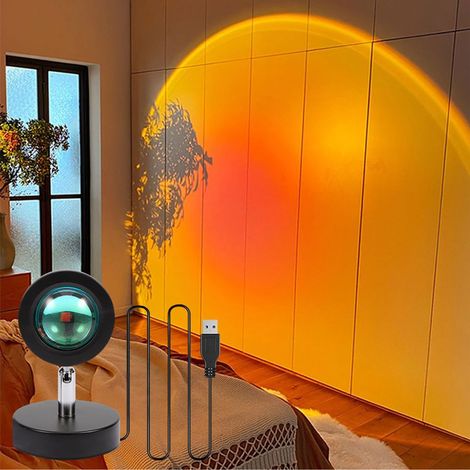 Lampe Projecteur Coucher De Soleil - Projection LED USB 5 V - Rotation 180° - Pour Chambre Salon Décoration Événements - 1 Pièce (1/5)