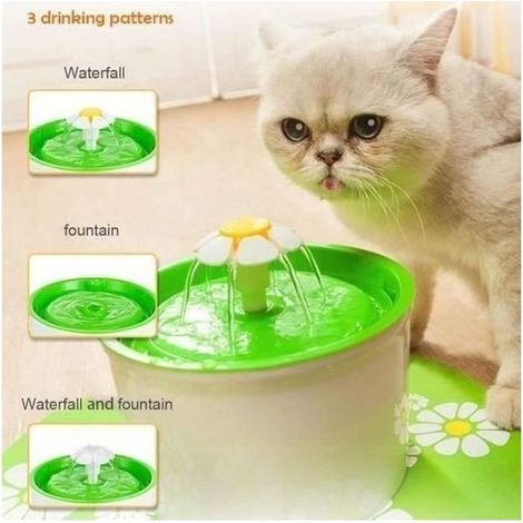 Green Fountain to Water For Cat Dog Fleur with Filter 1,6L Bowl Distributor water Quiet Hygienic For Cat Dog Birds (1/4)
