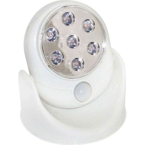 1 lampe blanche à 7 LED, à piles avec détecteur de mouvement sans fil pour jardin, intérieur, extérieur, terrasse et abri de jardin, 12,5 cm (1/5)