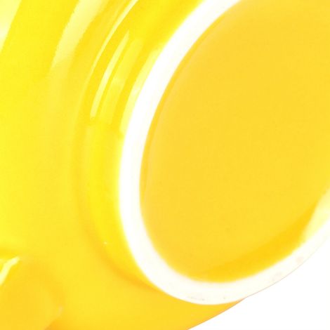 Tazza in ceramica gialla con motivo a cartoni animati, 300 ml, ideale per caffè, tè o come regalo per la casa o l'ufficio. (1/4)