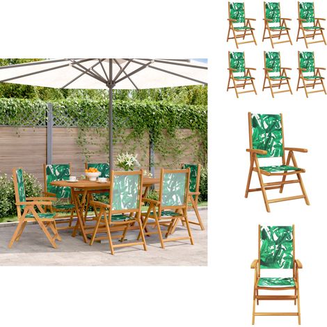 Chaises inclinables de jardin lot de 6 vert tissu bois massif - Chaise De Jardin - Fauteuil De Jardin - Mobilier De Jardin - Meubles De Terrasse - Chaise Inclinable (1/5)
