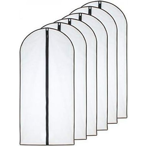 Kleiderhüllen, staubdicht, wasserdicht, Mottenfeuchtigkeit, transparente Reißverschluss-Schutzhüllen für Hemden, Anzüge/Mäntel, 6 Stück, 60 x 137 cm (1/5)