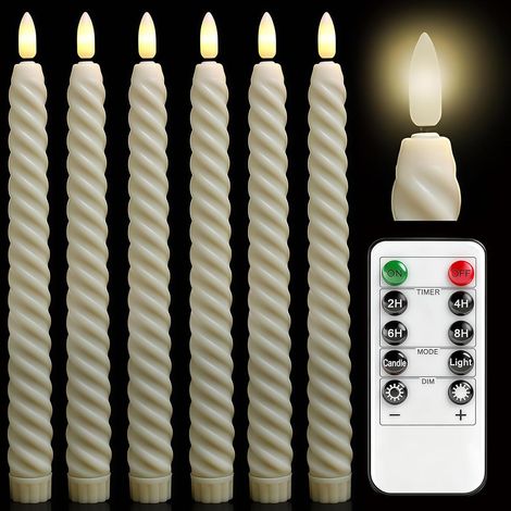 Lot de 6 Bougie LED,24,5 cm,Télécommande,Effet Vacillant,IP44,Décoration Noël Mariage (1/5)